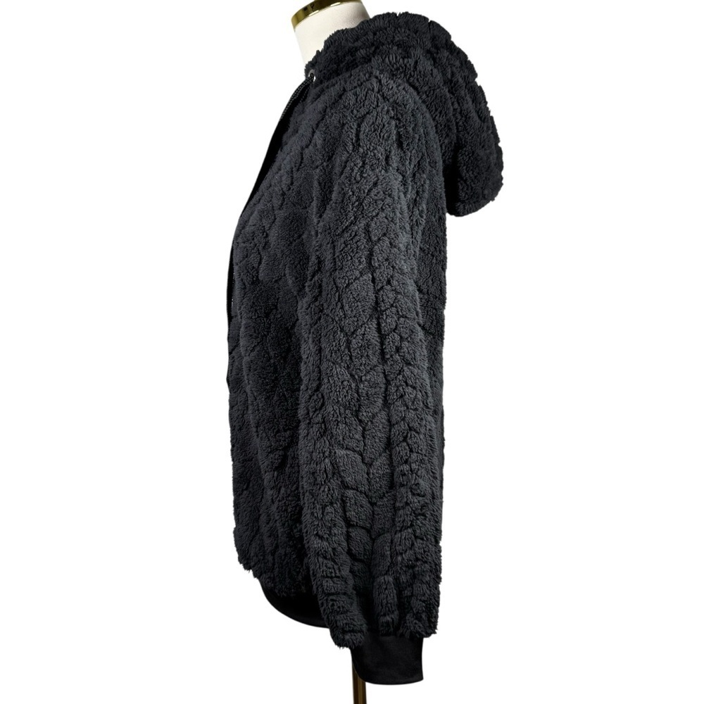 ReachMe Sherpa Fleece Hoodie Pullover Quarter Zip Black Cozy Size M New With Tag - Picture 4 of 12